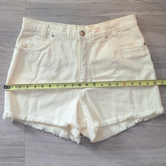 VINTAGE Stone Jeans Canary Yellow Denim High Waist Shorts - Size 13 - Picture 6 of 7